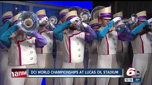 "The Company" from Great Britain performs on RTV6 before DCI World Championships at Lucas Oil Stadium