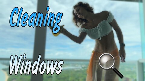 [4K HomeWife] Transparent cleaning windows see throught skirt shirt Try oN