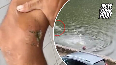 Man vs. croc! Swimmer breaks free after crocodile chomps his leg