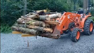 Carry All as Bucket Forks on Compact Tractor