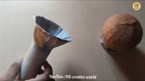 Waste Coconut Shell and Earbuds Craft Idea