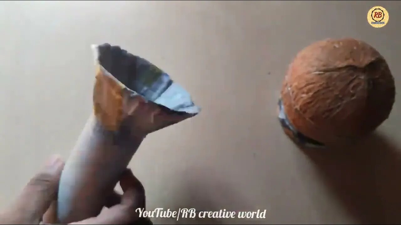 Waste Coconut Shell and Earbuds Craft Idea