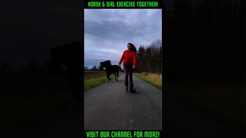 Horse Runs Beside Exercising Girl #Shorts #viral #HorseandGirl #trending