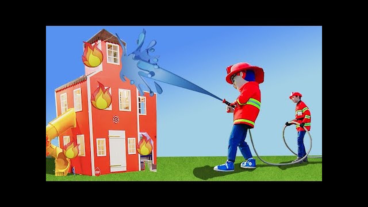 The Kids dressed as firemen put out a burning building - Compilation 🏚🔥