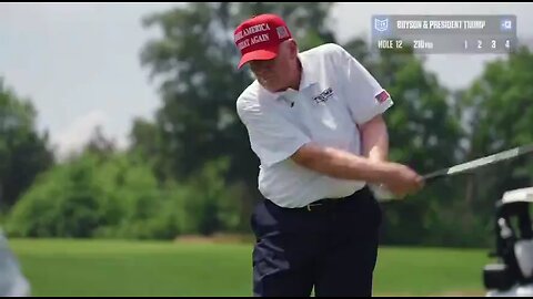 Donald Trump gets a solo EAGLE while playing best ball with Bryson DeChambeau.