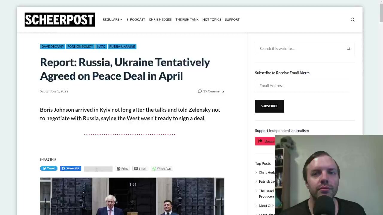 Former UK PM Boris Johnson talked Zelensky out of a negotiated peace deal back in April