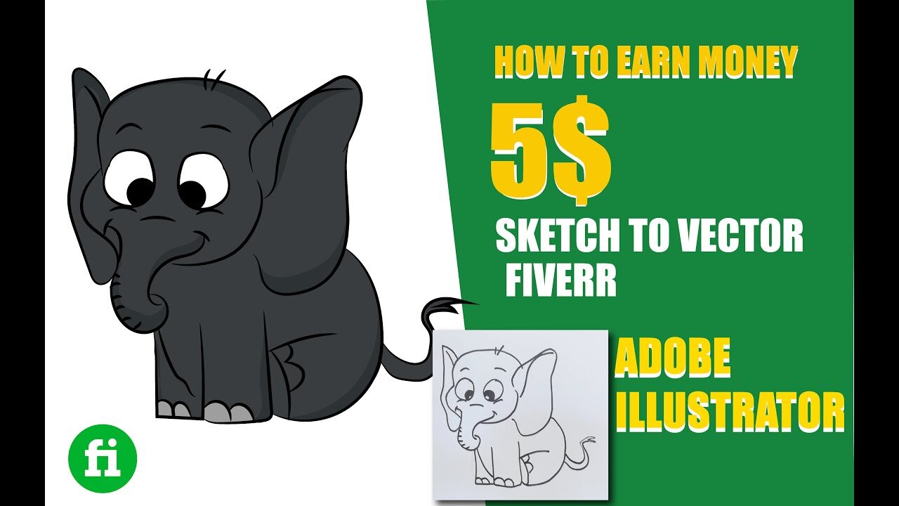 How to earn money on Fiverr | Sketch to vector | Adobe illustrator