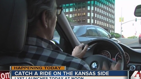 Catch ride with Lyft on the Kansas side