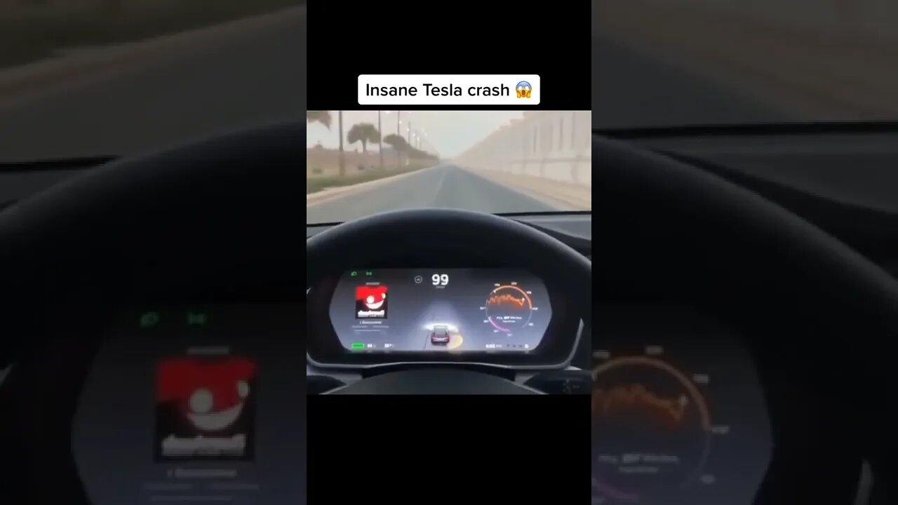 Insane Tesla crash! Real or Fake? #cars #tesla #killyourvibe