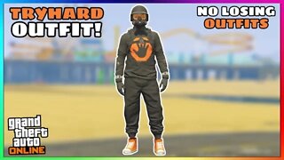 Easy Orange & Black Joggers Ripped Shirt Glitch Tryhard Modded Outfit (No Transfer) (GTA Online)