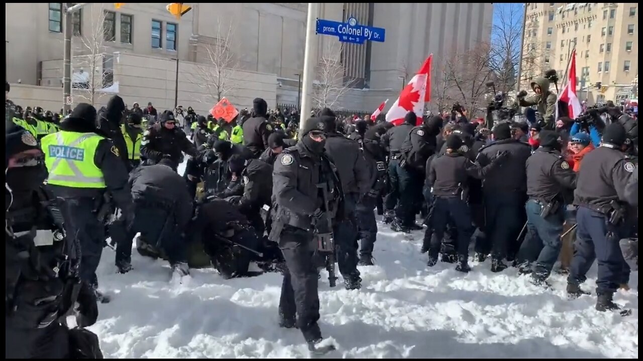 Canadian Police Move In And Arrest Freedom Convoy Protestors