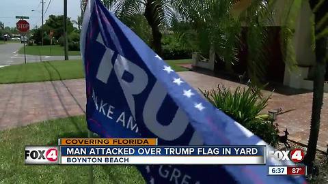 Man attacked over political flag