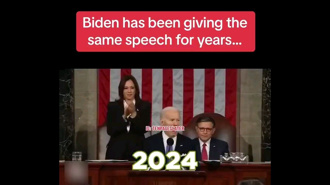 Are we watching reruns? "President" Biden gives the same speech for 3 years!