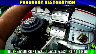 Pontoon boat repair (Part 8) Troubleshooting 1989 Johnson 40 HP VRO. Carbs Linkage reeds adjustments