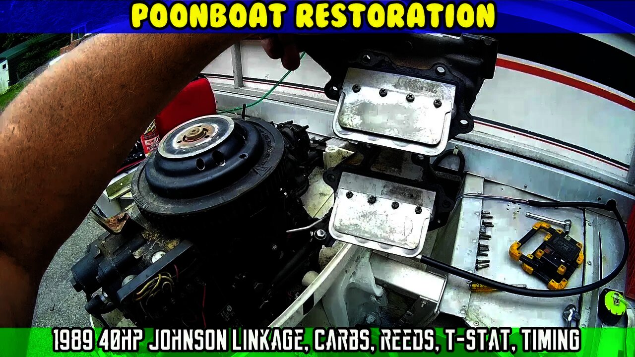 Pontoon boat repair (Part 8) Troubleshooting 1989 Johnson 40 HP VRO. Carbs Linkage reeds adjustments