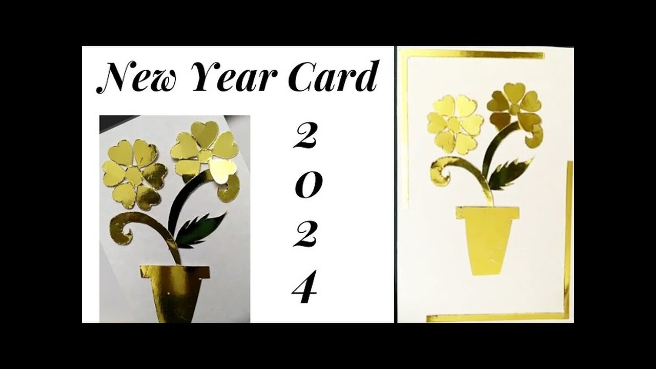 New year card 2024 / New yeargreeting card idea | handmade card / DIY New yearcard 2024