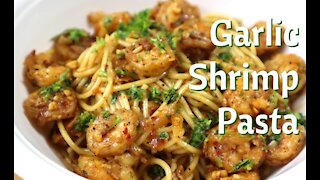 Spicy Butter Garlic Shrimp Pasta Recipe | Prawn Pasta