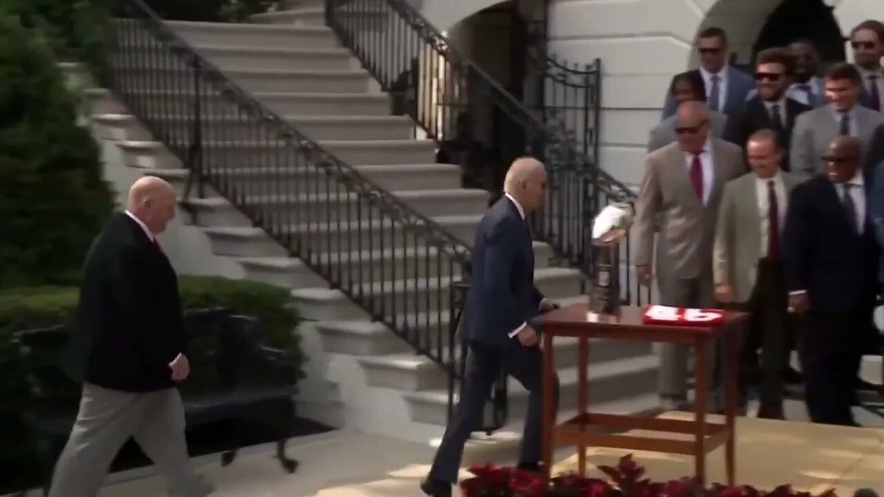 Biden Shows Little Vigor As He Walks Across White House Lawn To Kansas City Chiefs Event