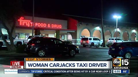 Woman carjacks cab, cuts driver with box cutter in Scottsdale, police say