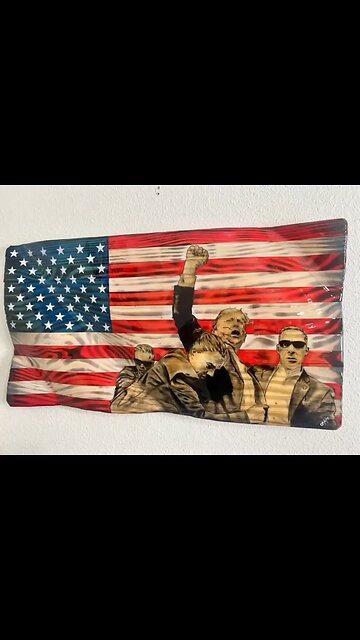 Charcoal Drawing of Trump on Flag