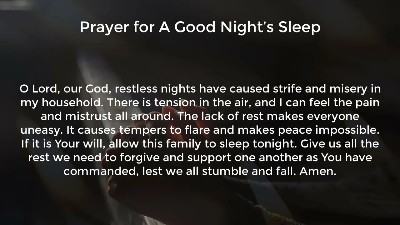 Prayer for A Good Night’s Sleep (Prayer for Peace in the Home)