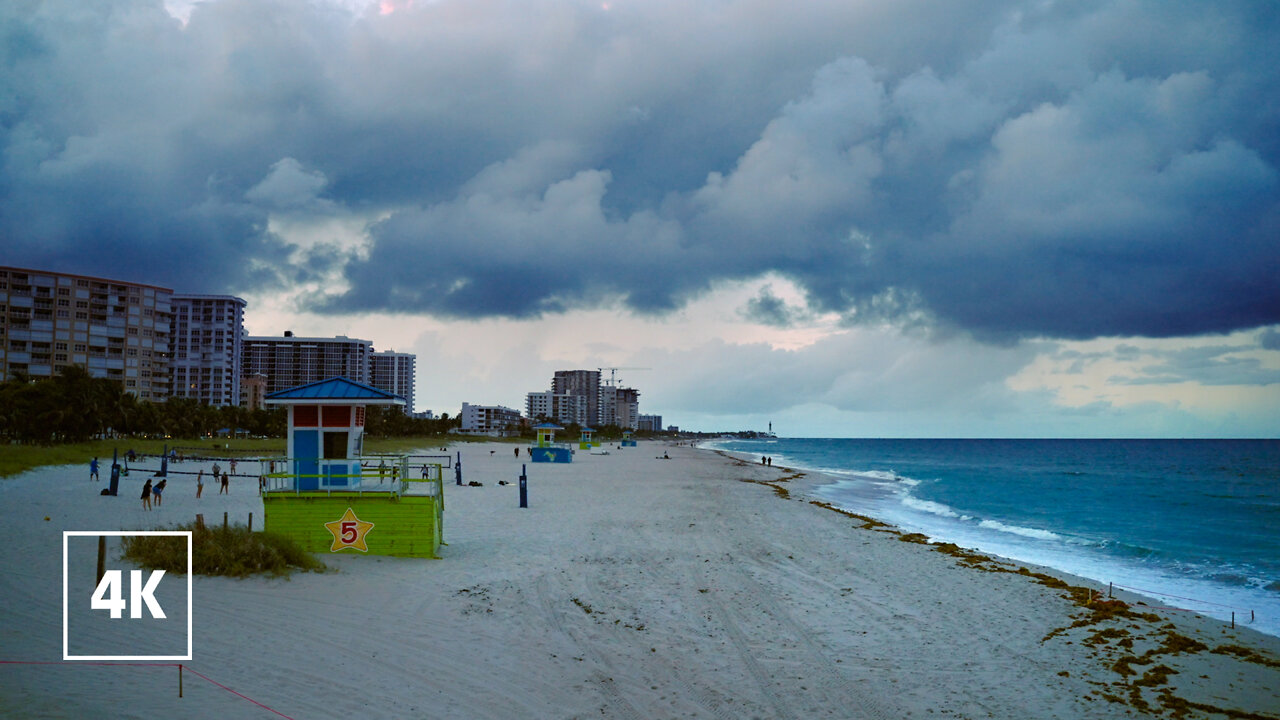 Real-time sunset at Pompano Beach, Florida · Ocean Waves ambiance · Binaural ASMR