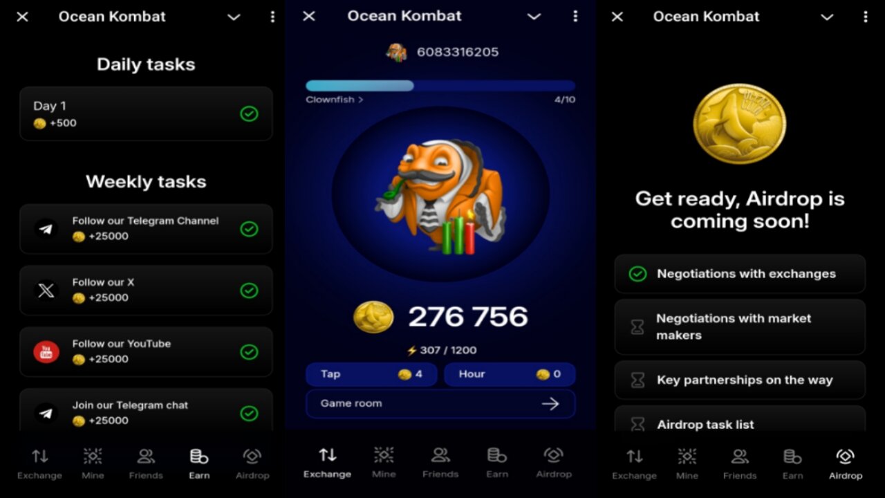 Ocean Kombat | Start Earning Ocean Coins | Go From Shrimp To Crypto Whale | New Telegram Crypto Bot