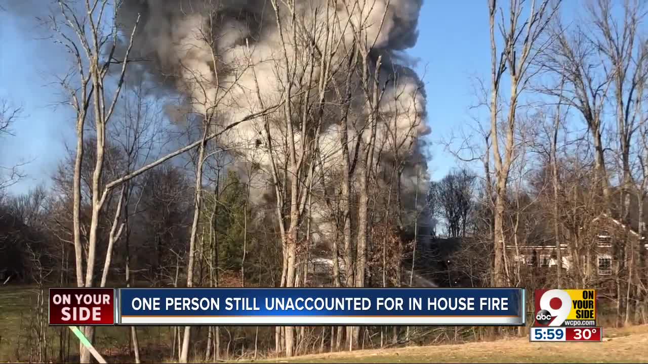 One person missing after large house fire in Union, Ky.