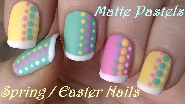 Pastel matte nail art with French manicure idea