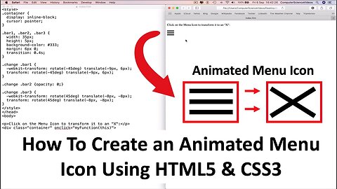 How To PROGRAM an Animated Menu Icon Using HTML5 & CSS3