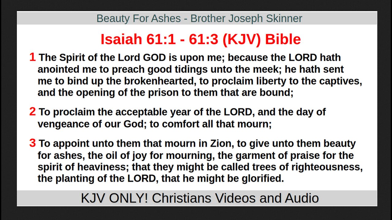 Beauty For Ashes - Brother Joseph Skinner