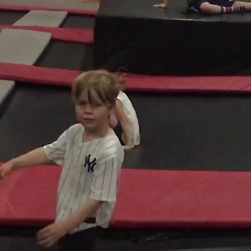 Little Boy Tries To Do Flips on Trampoline But Fail