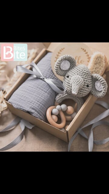 1set Bath Towel Baby Stuff Cotton Blanket Crochet Rattle Brush Products