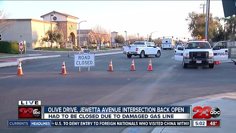 Olive Drive and Jewetta Avenue is expected to be back open after damaged gas line