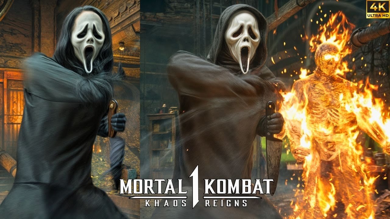 Mortal Kombat 1 Khaos Reigns - Ghostface Fatal Blow Scene With All Characters