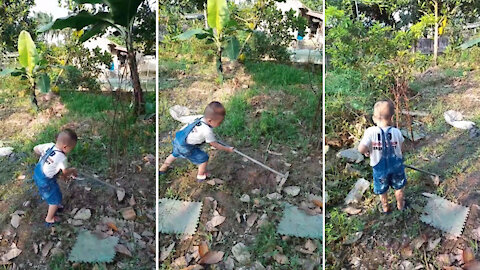 Boys learn gardening.