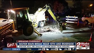 Water main break near 13th and Riverside