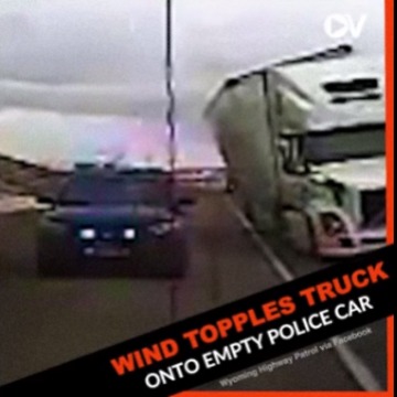 High Winds Topple Truck