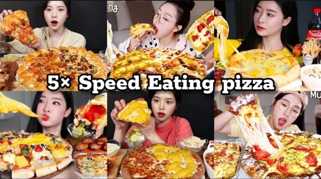 5× SPEED EATING SOUND | pizza COMPILATION | ASMR MUKBANG