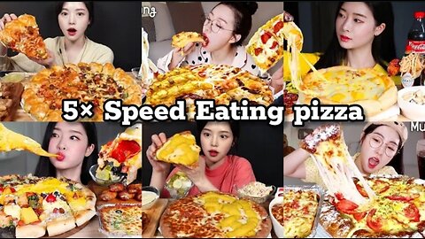 5× SPEED EATING SOUND | pizza COMPILATION | ASMR MUKBANG