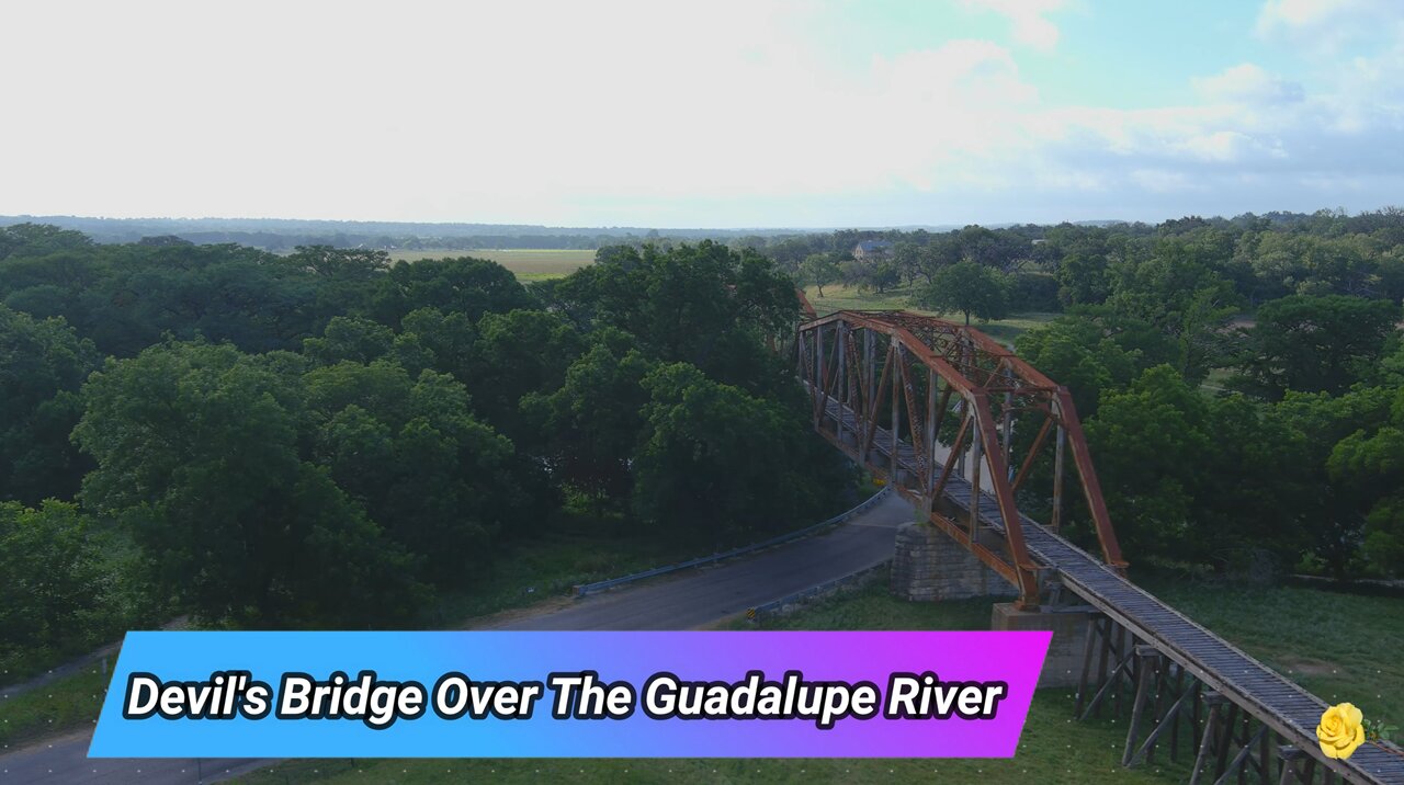 Devil's Bridge Over The Guadalupe River - A Drone View