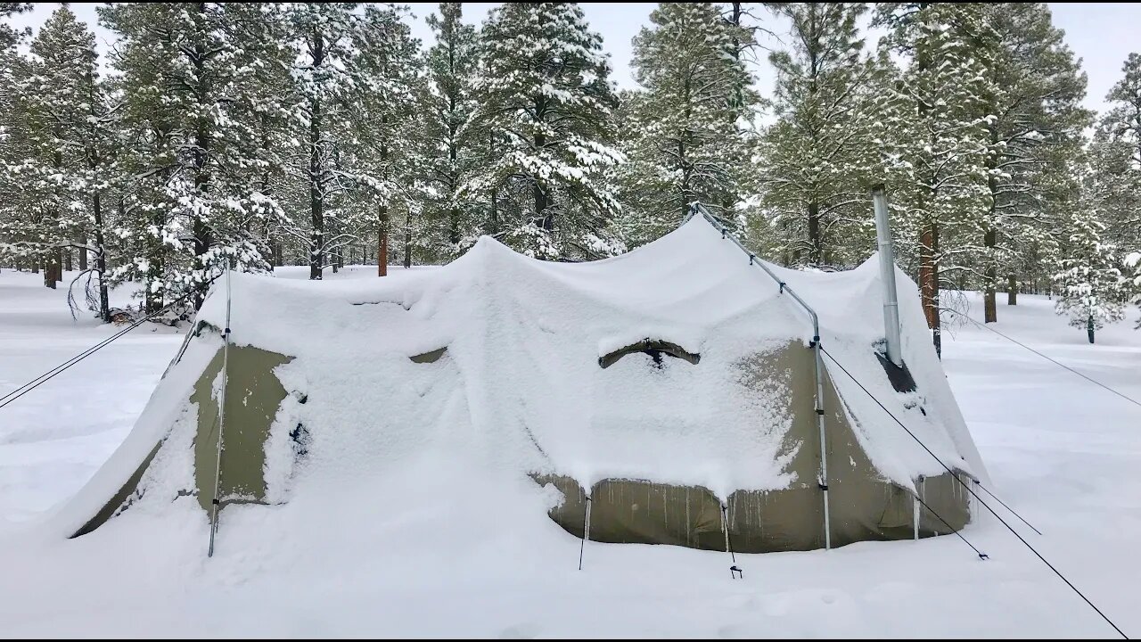 Hot Tent Winter Camping: STUCK in the Snow, More On The Big Horn III Tent Breakdown Process