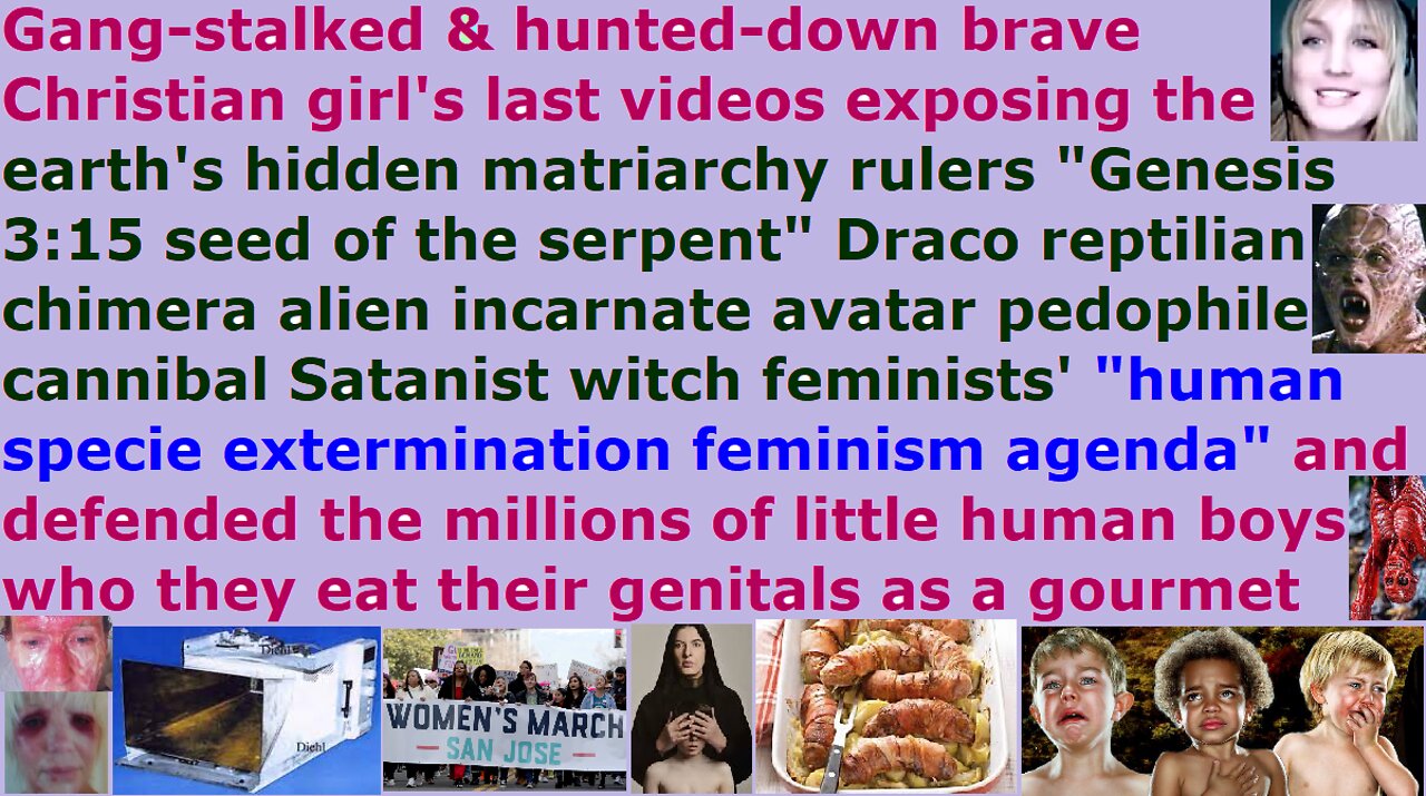 Part 5 Anti-feminist who was thrown out of Internet & hunted by pedophile cannibal Satanist witches