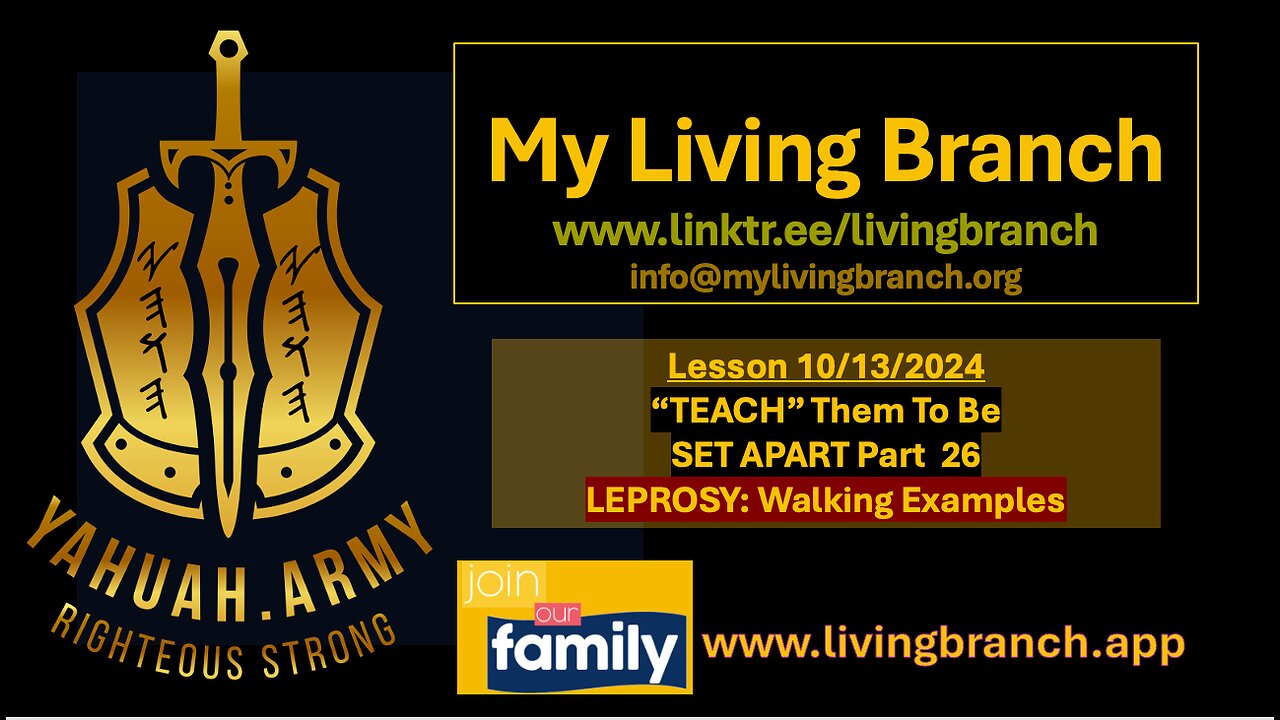 10-13-2024 "TEACH" Them To Be SET APART Part 26 Leprosy: Walking Examples