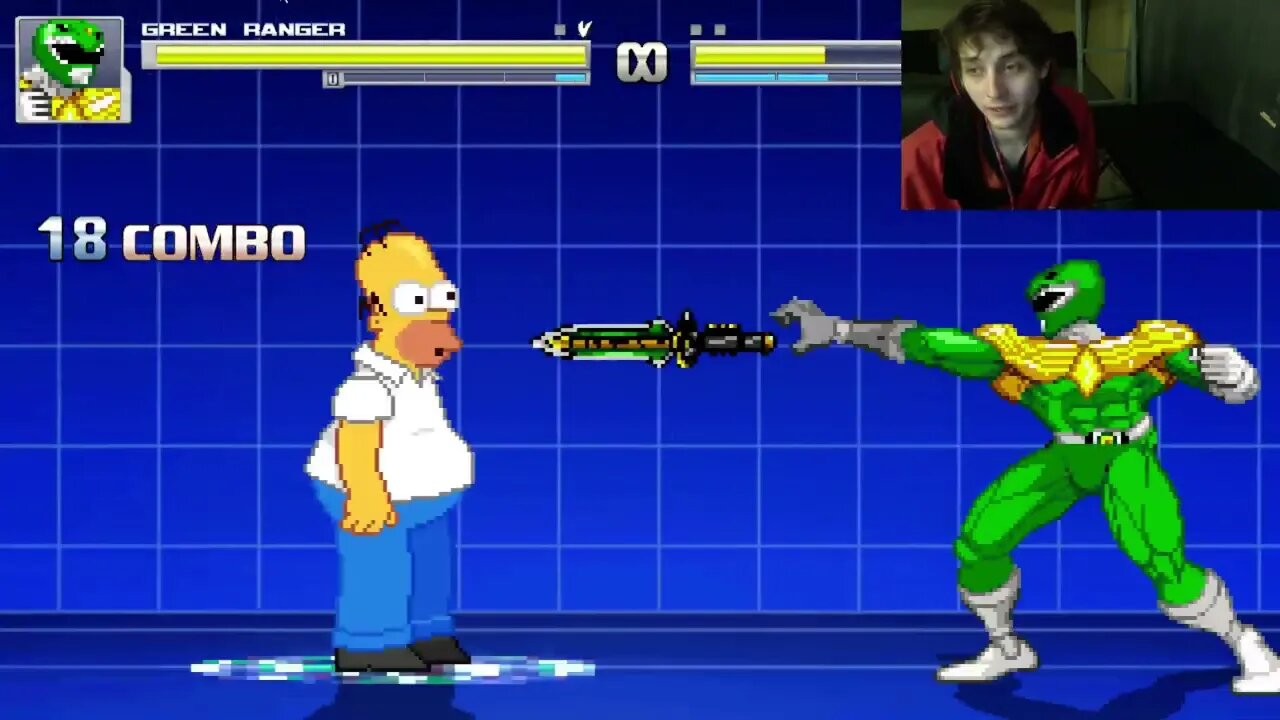 Green Ranger From The Power Rangers Series VS Homer Simpson From The Simpsons Series In A Battle