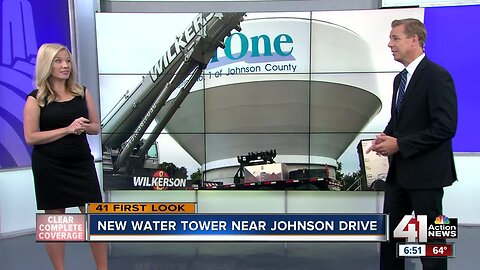 Crews place tank on new water tower in Shawnee