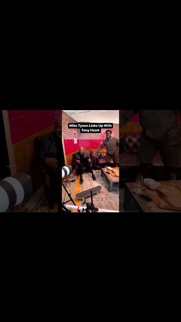 Mike Tyson almost busted his a** on a skateboard with Tony Hawk but was saved by a chair 👀😂