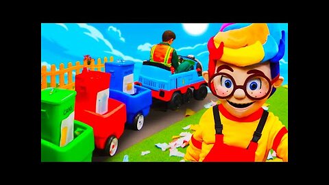 In this video, The Kids ride trucks and discover colors 🚛