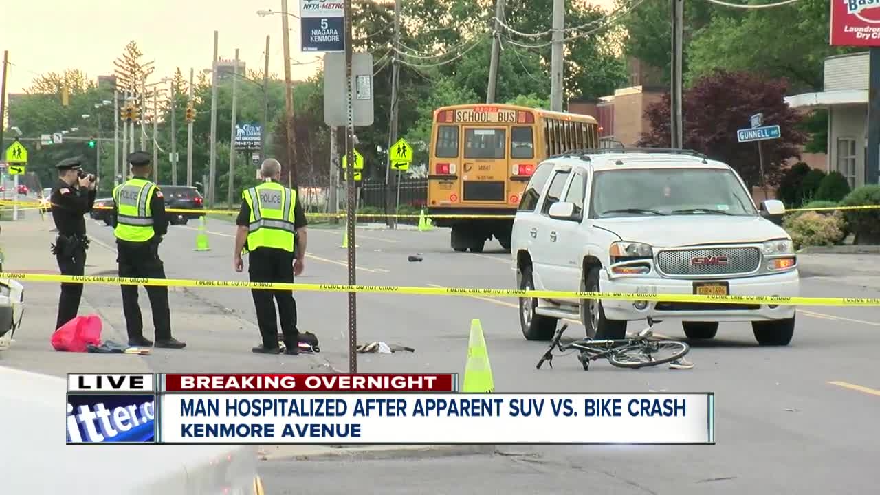 Man hospitalized following apparent bike crash involving SUV