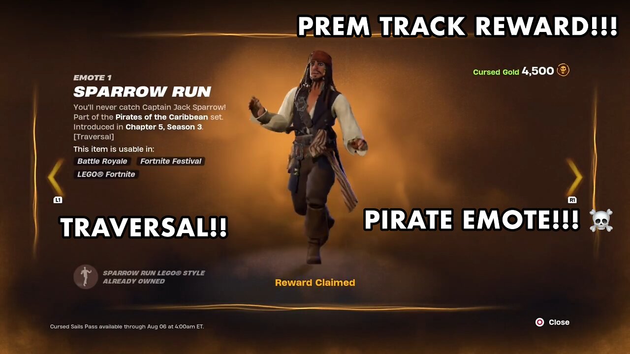 SPARROW RUN TRAVERSAL PIRATE EMOTE GAMEPLAY!